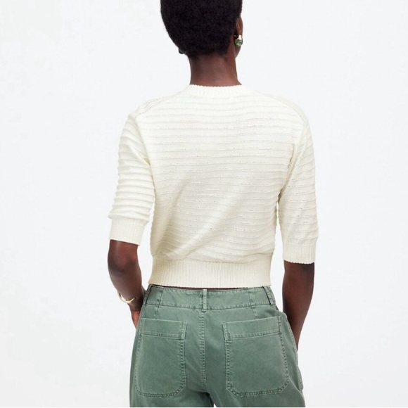 Madewell Cream Textured Crew Neck Top - Picture 2 of 9